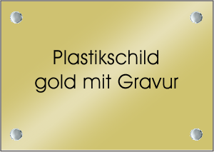 Plastikschild gold mit Gravur